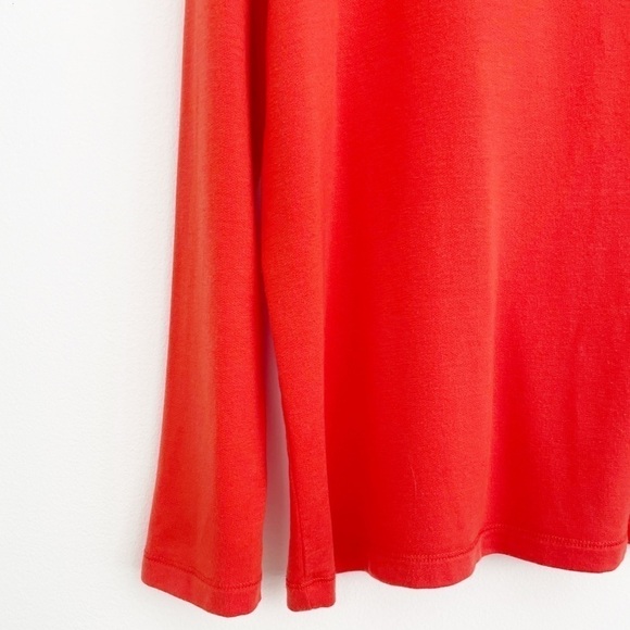 Eileen Fisher Orange Red Terry Pocket Scoop Neck Long Sleeve Stretch Top Size XS - Picture 4 of 14